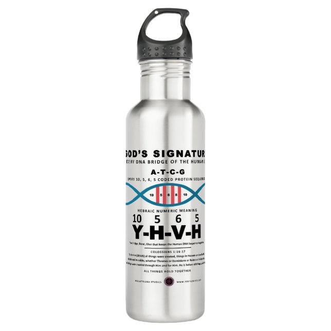 DNA-YHVH Code, Stainless Steel Water Bottle (Front)