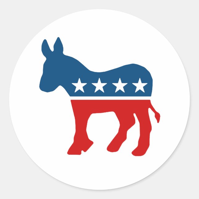 DNC - DEMOCRAT - DONKEY CLASSIC ROUND STICKER (Front)