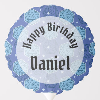 DnD Birthday Party D20 Dice Blue Balloon