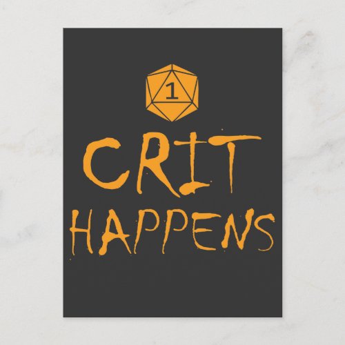 DnD Crit Happens Funny RPG Dungeon Game Gift Postcard