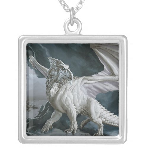DnD Monsters the White Dragon Silver Plated Necklace
