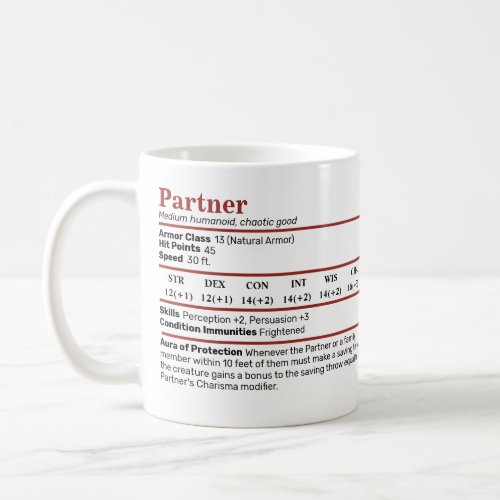 DnD Partner Stat Gender Neutral Coffee Mug