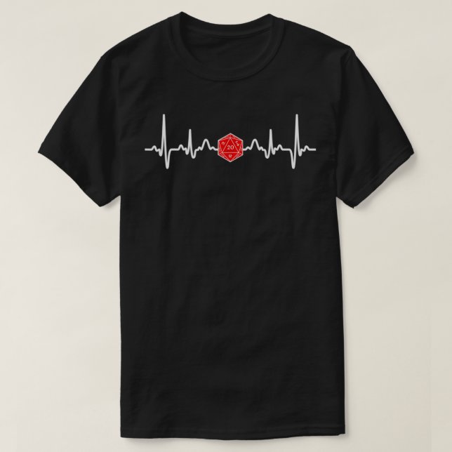 DND RPG Heartbeat Dungeon GM Fantasy Game Lover D2 T-Shirt (Design Front)
