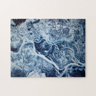Dnieper River Frozen Snow - Space Station View Jigsaw Puzzle