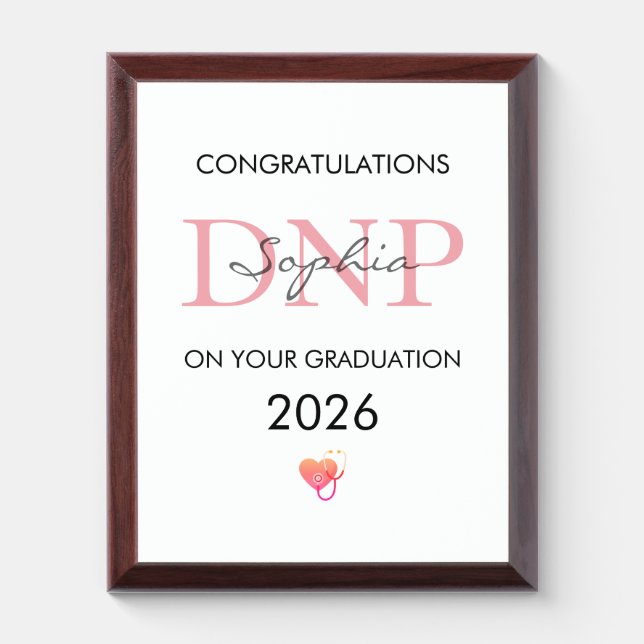 DNP Graduation Personalized Name Class of 2026 Award Plaque (Vertical)
