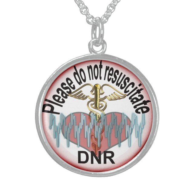 DNR alert Sterling Silver Necklace (Front)