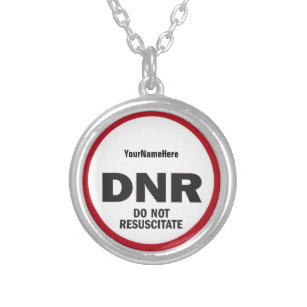 DNR Do Not Resuscitate medical tag Silver Plated Necklace