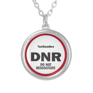 DNR Do Not Resuscitate medical tag Silver Plated Necklace