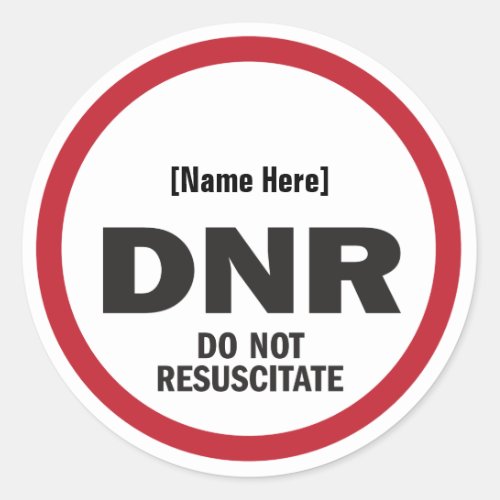 DNR Do Not Resuscitate Sticker
