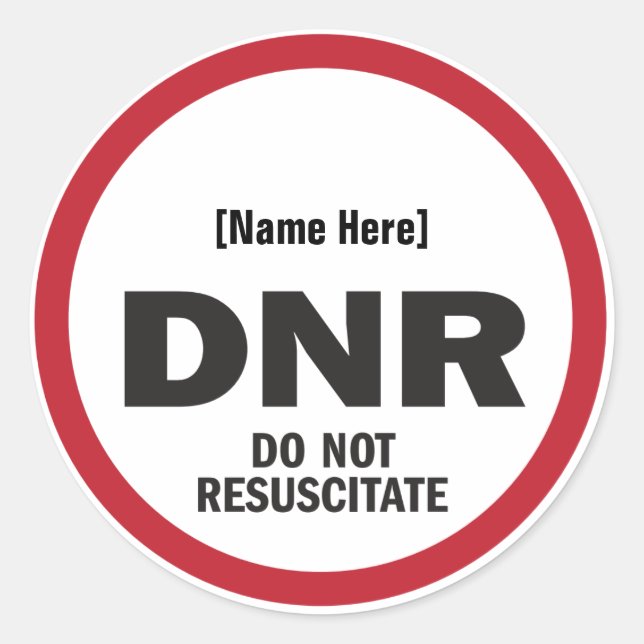 DNR Do Not Resuscitate Sticker (Front)