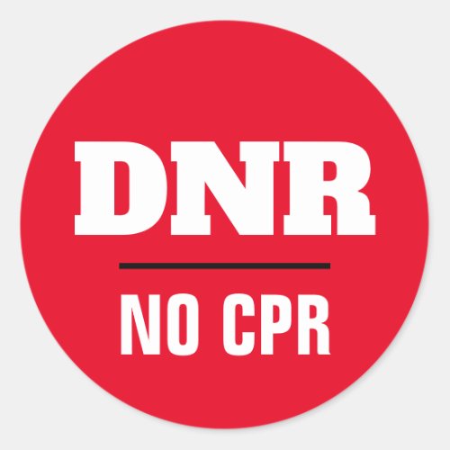 DNR No CPR medical warning Classic Round Sticker