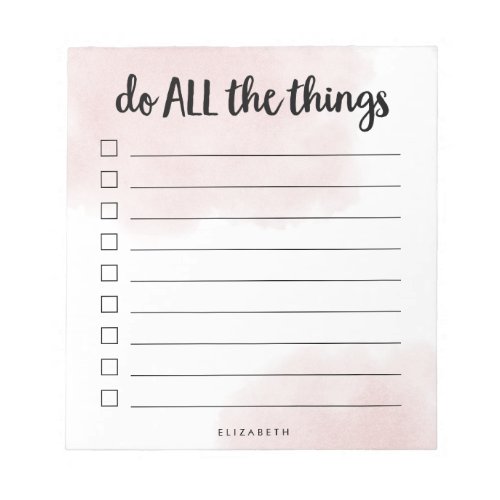 Do All the Things  Blush Personalized To Do List Notepad