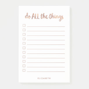 Do All the Things   Faux Rose Gold Look To Do List Post-it Notes