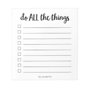 Do All the Things   Lined Personalized To Do List Notepad