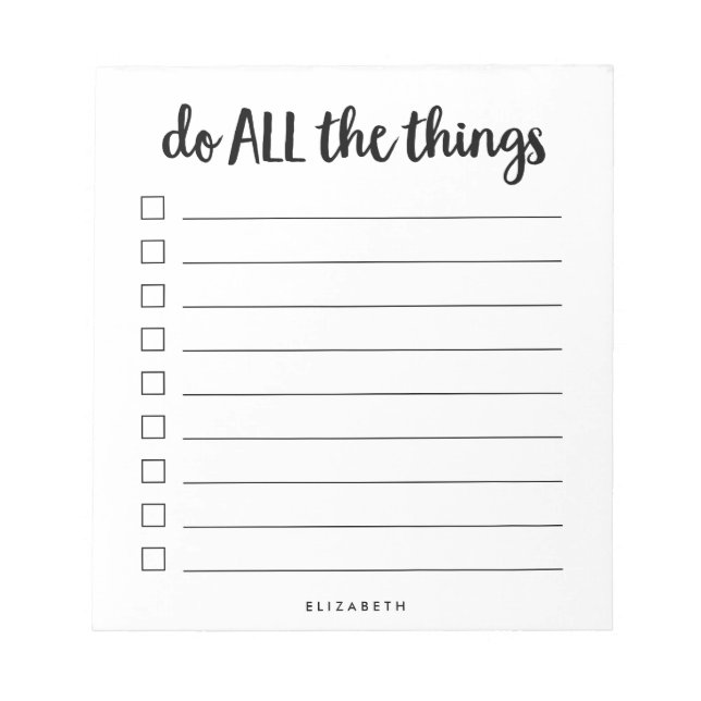 Do All the Things | Lined Personalized To Do List Notepad (Front)