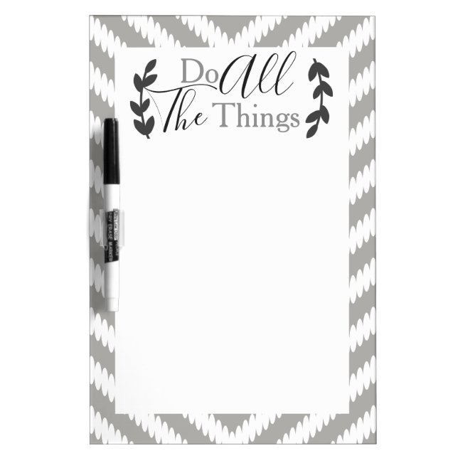 Do All The Things White & Gray Herringbone Dry Erase Board (Front)