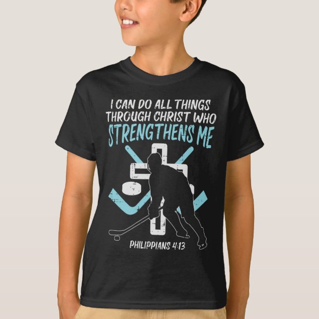 Do All Things Ice Hockey Christian Player Goalie M T-Shirt (Front)