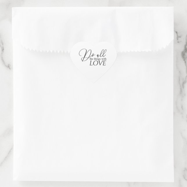 Do All Things With Love Heart Valentines Wedding Heart Sticker (Bag)