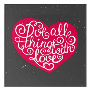 Do All Things With Love Red Acrylic Print