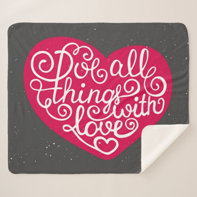 Do All Things With Love Red Sherpa Blanket (Front (Horizontal))