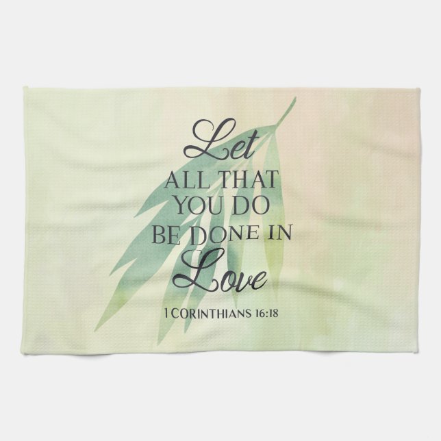 Do All With Love Bible Verse Kitchen Towel (Horizontal)
