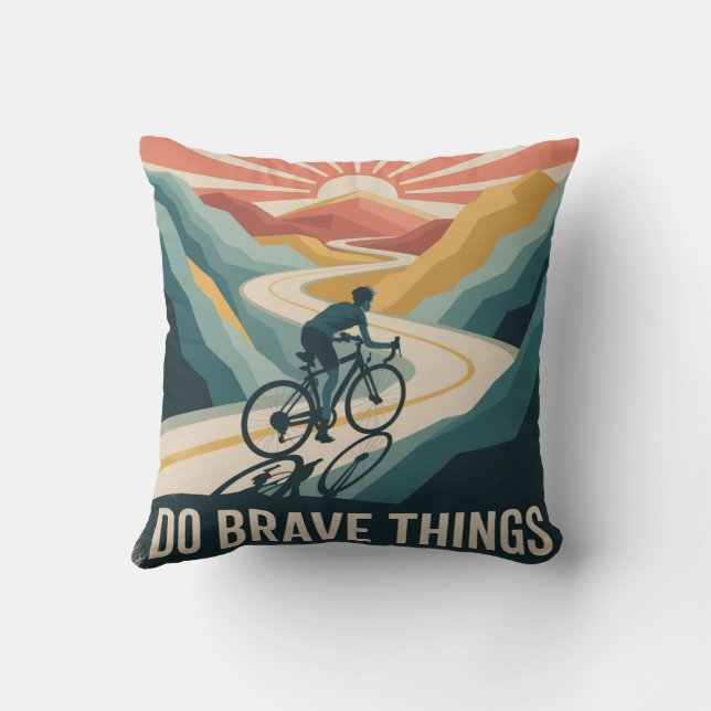 Do Brave Things Throw Pillow (Back)