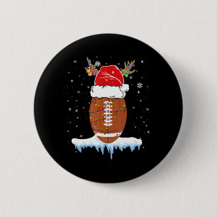 Do Christmas Football Santa Hat Merry Xmas Footbal Button