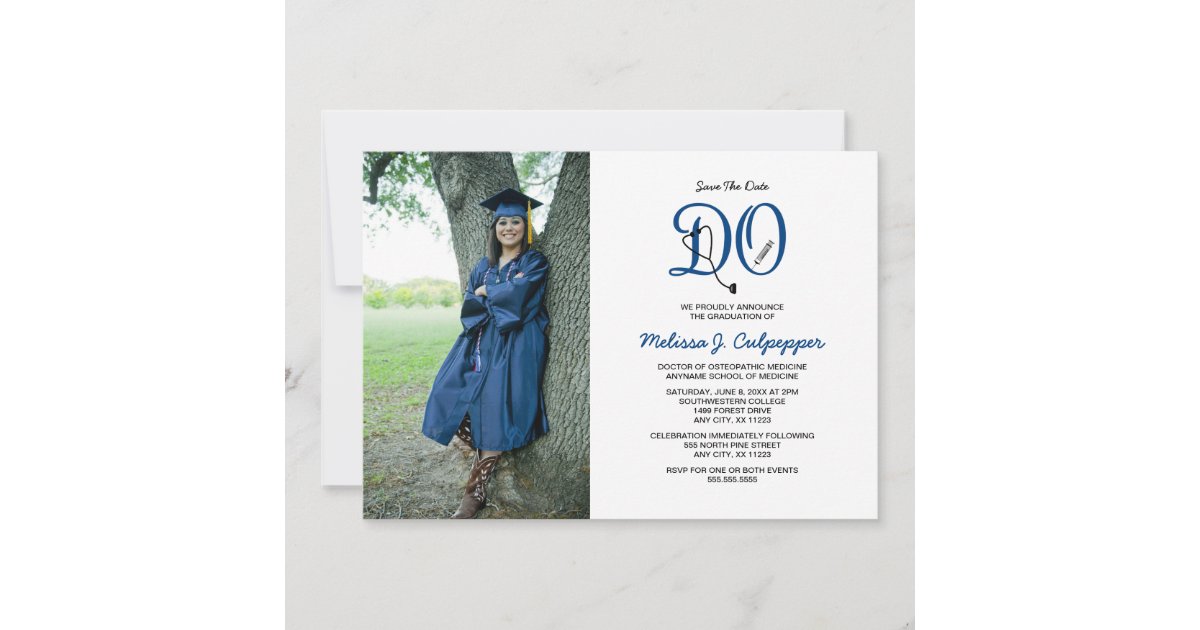 DO Doctor of Osteopathic Medicine graduation Invitation | Zazzle