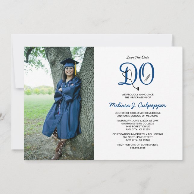 DO Doctor of Osteopathic Medicine graduation Invitation (Front)