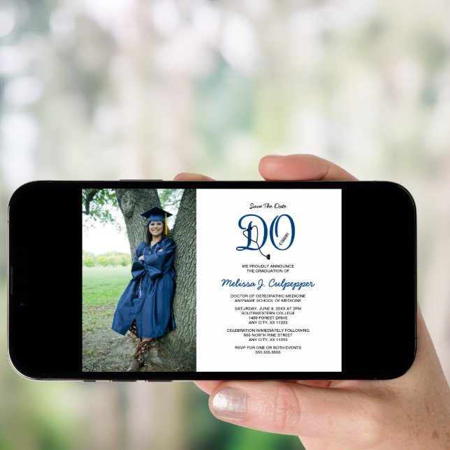 DO Doctor of Osteopathic Medicine graduation Invitation (Front Digital)