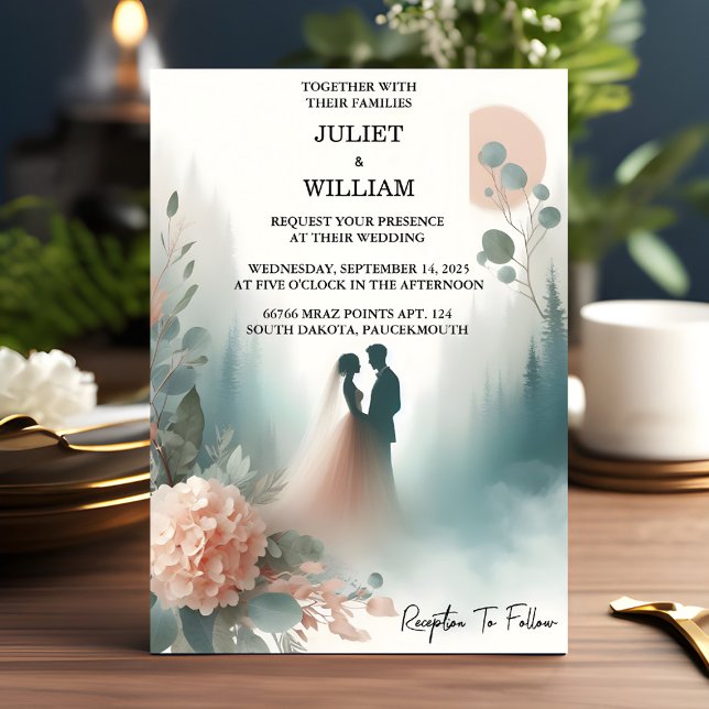 Do Eucalyptus Lace Tulle Pastel Dusty Blue Wedding Invitation (Creator Uploaded)