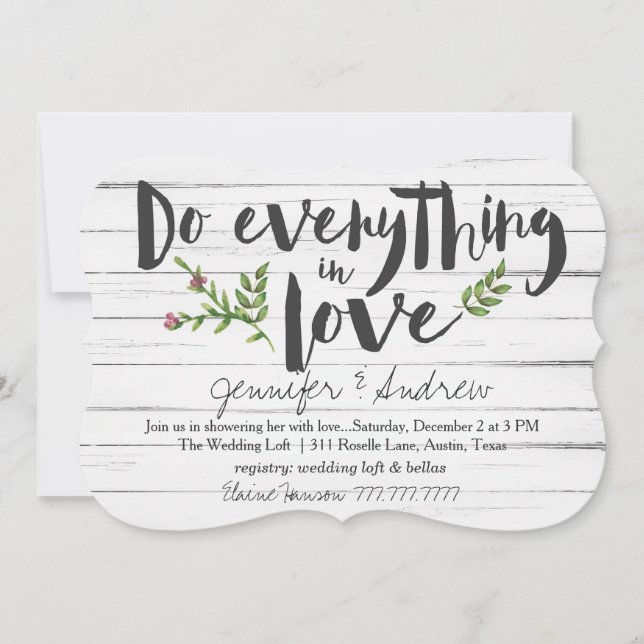 Do Everything in Love Bridal Invitation (Front)