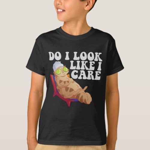 Do I Look Like i Care Funny Kawaii Cat Pet Lovers T_Shirt