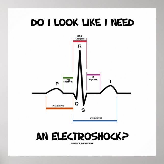 Do I Look Like I Need An Electroshock? EKG ECG Poster (Front)