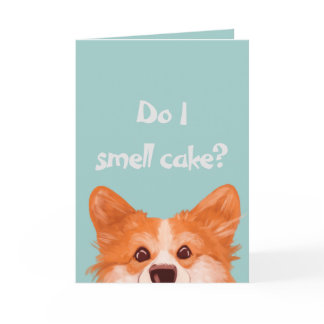Do I Smell Cake Cute Corgi Birthday  Card
