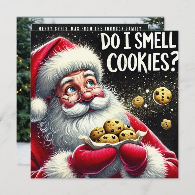 Do I smell cookies Santa Holiday Card (Front/Back)