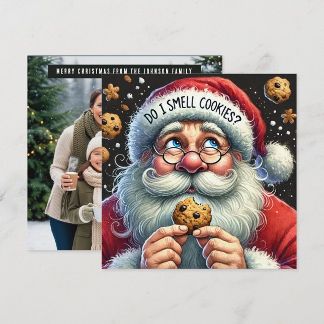 Do I smell cookies Santa Holiday Card (Front/Back)