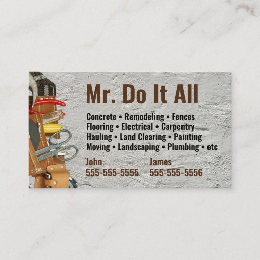 Do It All Handyman Business Card Zazzle