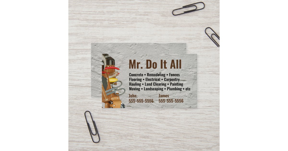 Do It All Handyman Business Card Zazzle