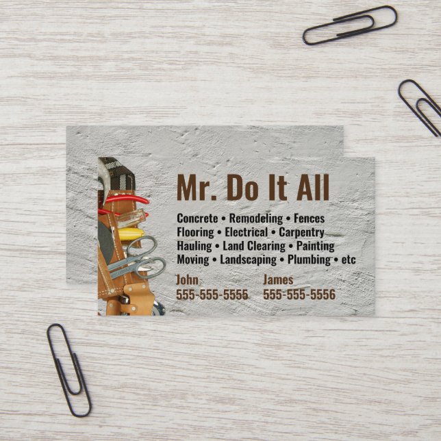 Do It All Handyman Business Card (Front/Back In Situ)