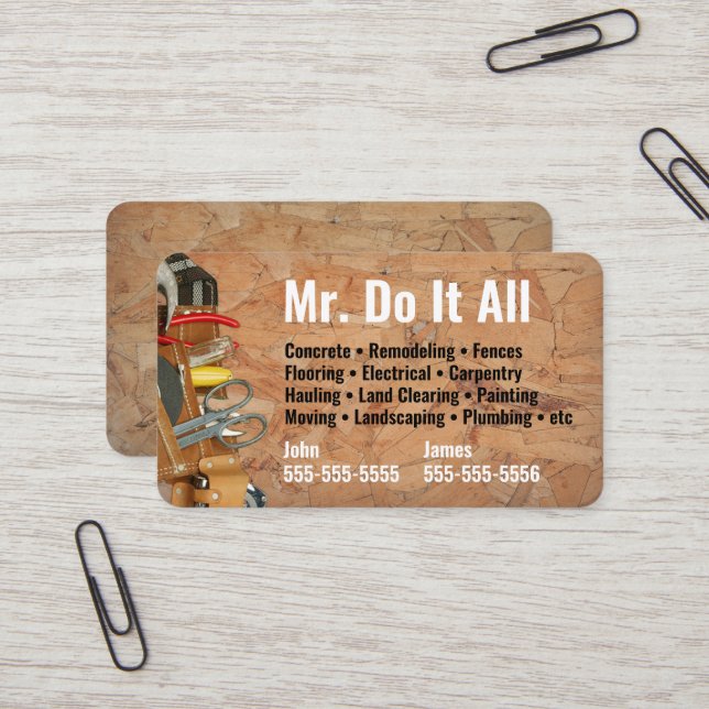 Do It All Handyman Business Card (Front/Back In Situ)