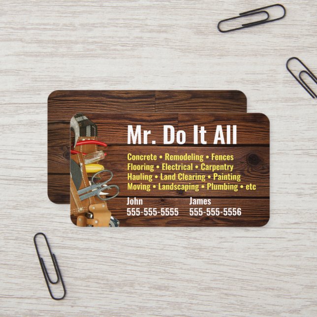 Do It All Handyman Business Card (Front/Back In Situ)