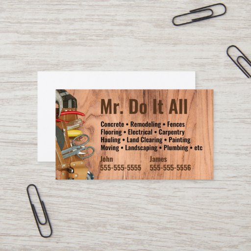 Customizable Do It All Handyman Business Card
