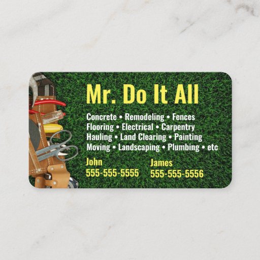 Customizable Do It All Handyman Business Card