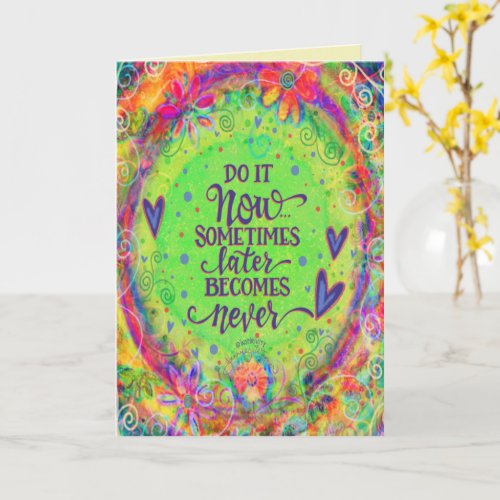 Do It Now Encouraging Pretty Hearts Green  Card