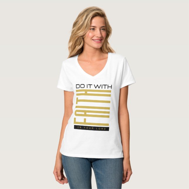Do It With Faith Biblical Womens V-Neck T-Shirt (Front Full)