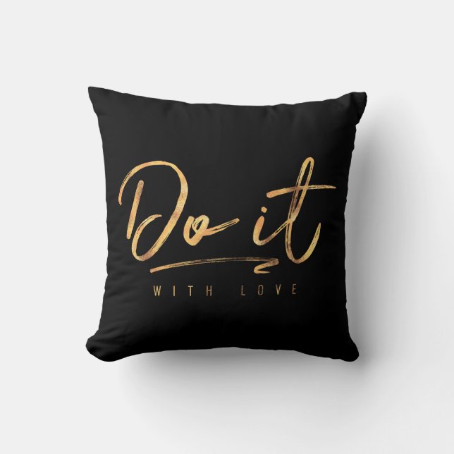Do It With Love Faux Gold Foil Throw Pillow (Front)