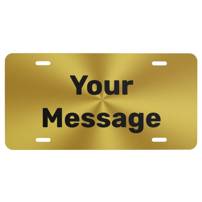 Do It Yourself Brushed Gold Look Black Text  License Plate (Front)