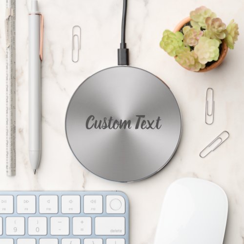 Do It Yourself Brushed Metal Look Dark Gray Script Wireless Charger