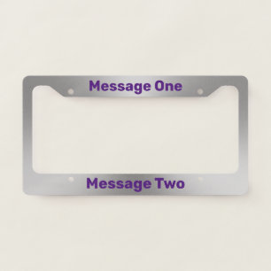 Do It Yourself Brushed Metal Look Purple Text License Plate Frame